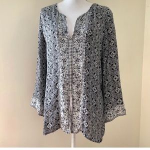 Chico's Silk Medallion Black & White Printed Tunic